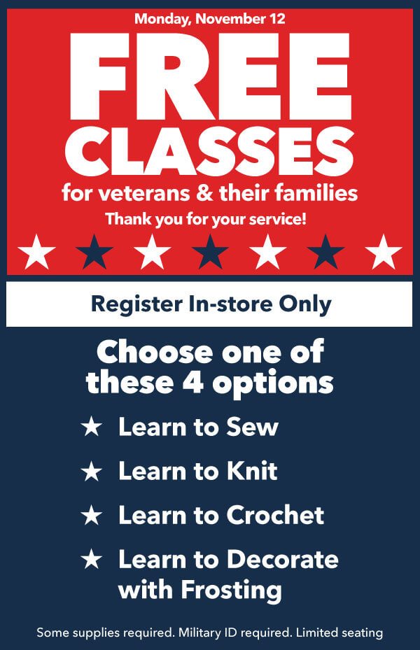 FREE Learn To Classes For Veterans and Families.