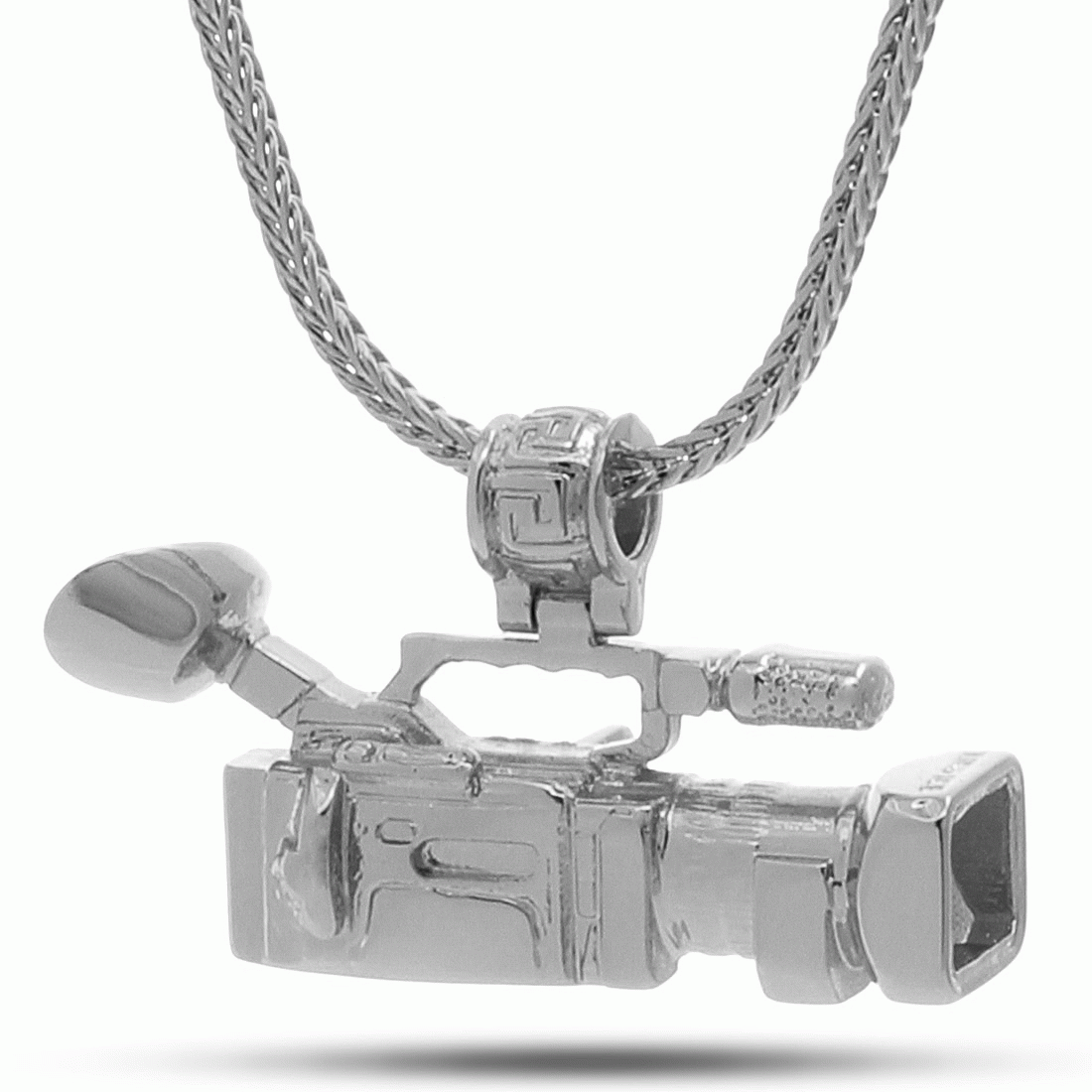 Image of The White Gold Mounted Shoulder Camcorder Necklace