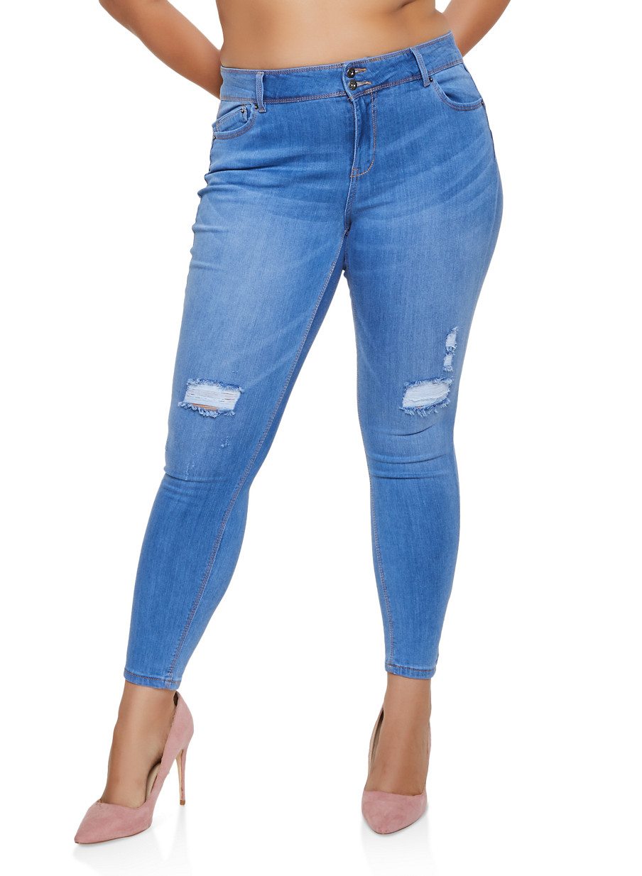 Plus Size WAX Push Up 2 Button Jeans