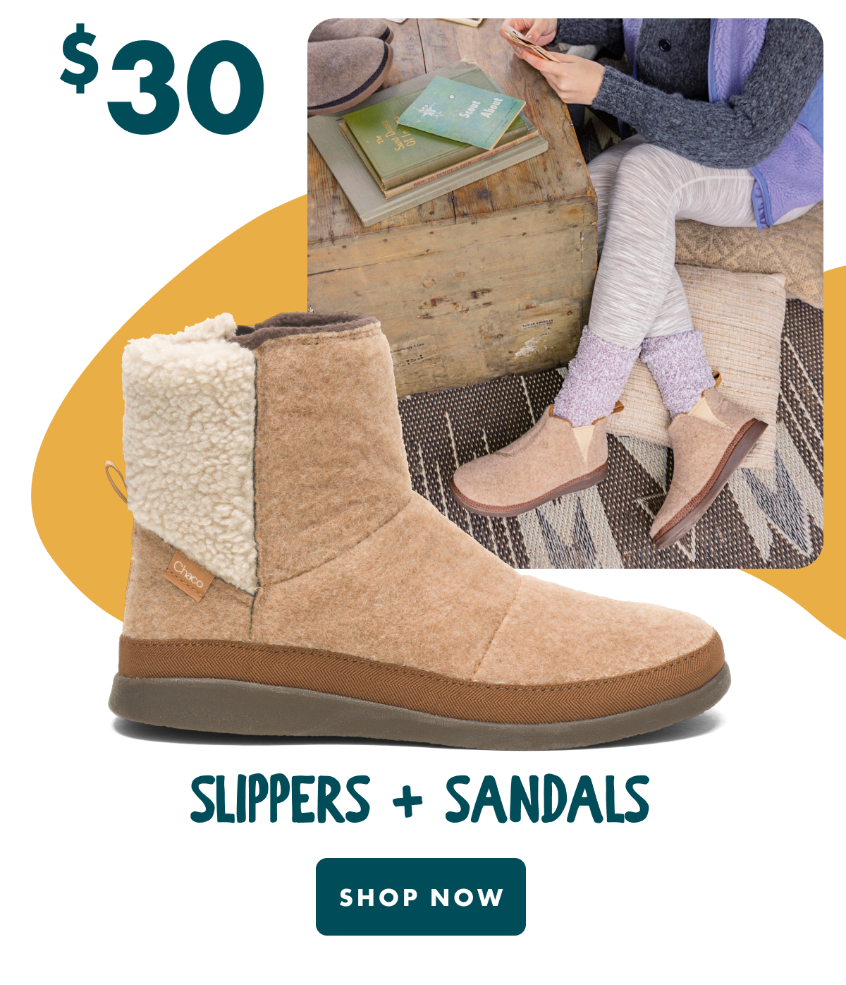 $30 SLIPPERS + SANDALS - SHOP NOW