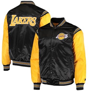 Starter Los Angeles Lakers Black/Gold The Enforcer Varsity Satin Full-Snap Jacket