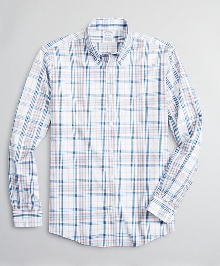 Stretch Regent Fitted Sport Shirt, Non-Iron Multi-Plaid