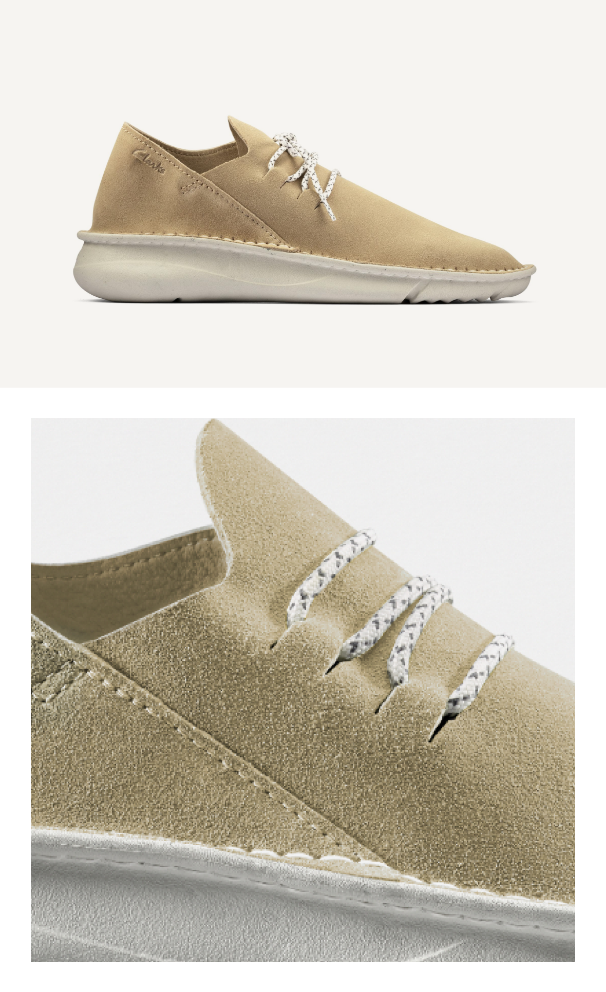 mens trainer Clarks Origin in taupe suede links to product page