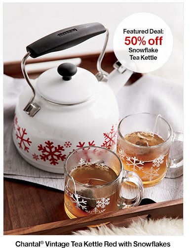 Chantal Vintage Tea Kettle Red with Snowflakes