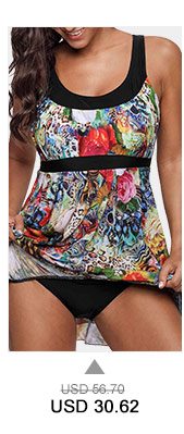 Printed Layered Scoop Back One Piece Swimdress