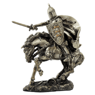 Charging Mounted Medieval Knight Statue