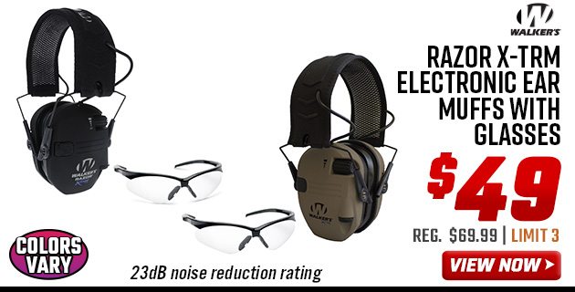 Walkers Razor X-TRM Electronic Ear Muffs with Glasses