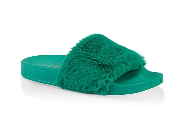 Faux Fur Band Pool Slides