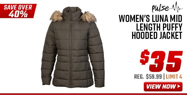 Pulse Women's Luna Mid Length Puffy Hooded Jacket