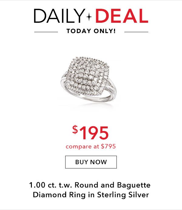 1.00 ct. t.w. Round and Baguette Diamond Ring in Sterling Silver. $195. Buy Now