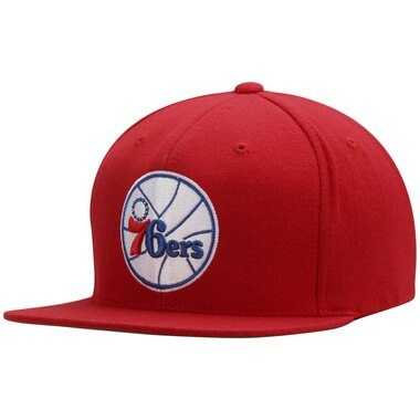 Mitchell & Ness Philadelphia 76ers Red Current Logo Wool Solid Snapback Adjustable Hat