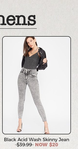 Refuge Ibiza 3-Tier High-Rise Black Acid Wash Skinny Jean