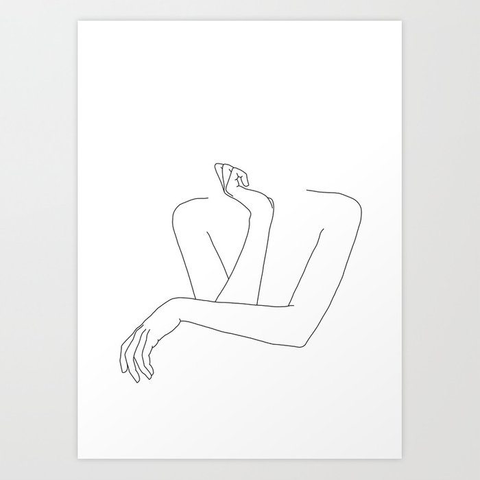 Minimal line drawing of woman's folded arms - Anna
