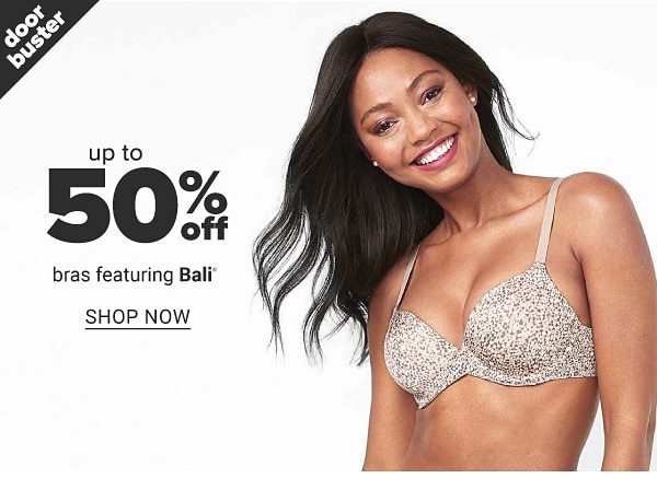 Doorbuster - Up to 50% off bras featuring Bali. Shop Now.
