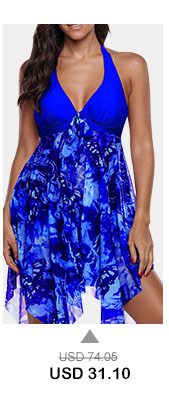 Halter Royal Blue Asymmetric Hem Swimdress and Panty