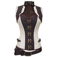 Cream Steampunk Corset and Jacket Set