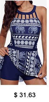 Cutout Neckline Animal Print Swimdress and Shorts