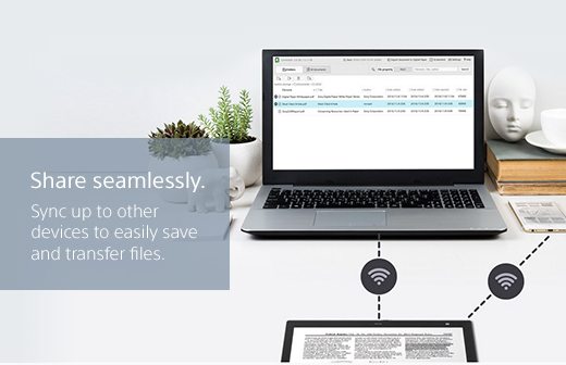 Share seamlessly. Sync up to other devices to easily save and transfer files.