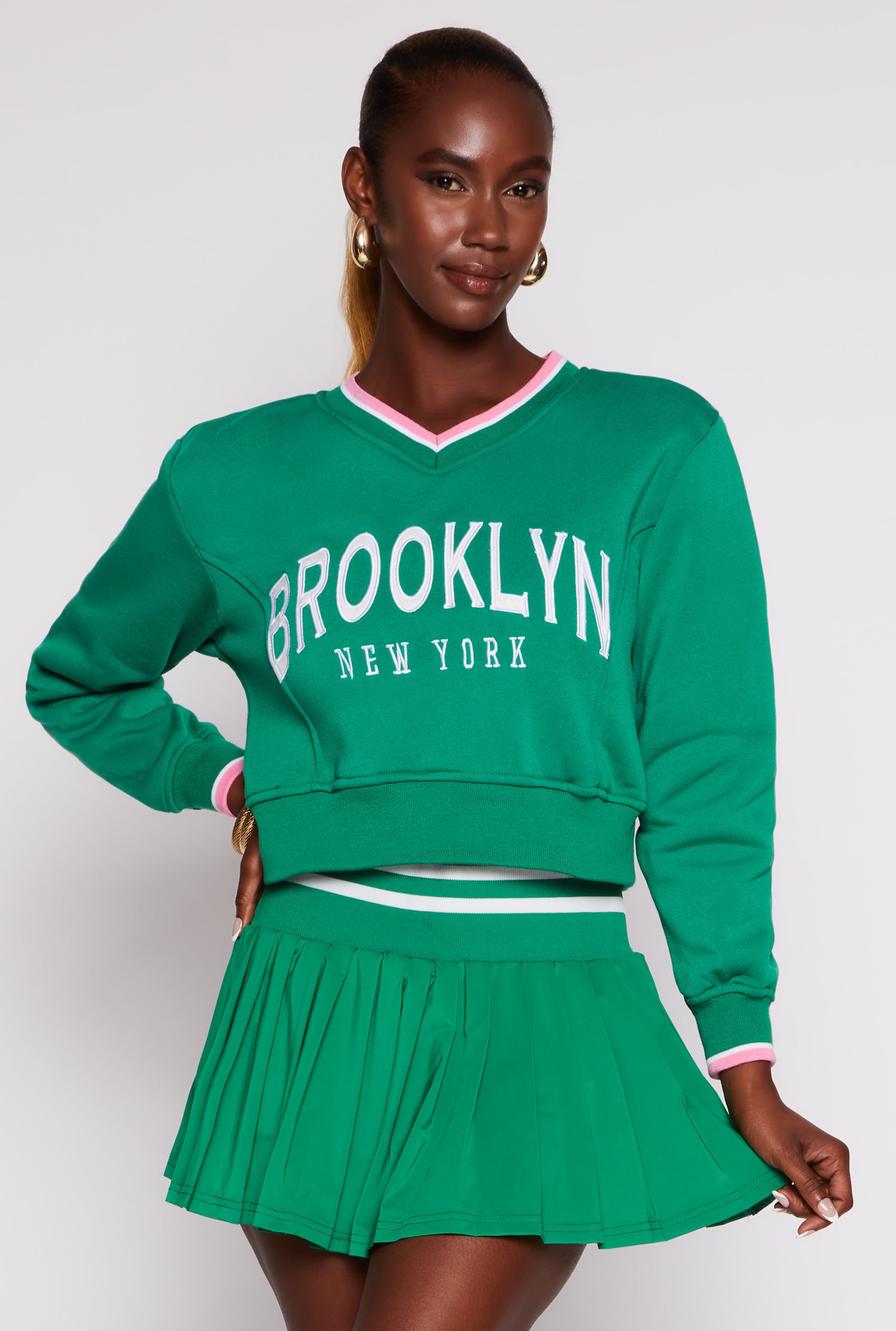 City Varsity Graphic V Neck Pullover Sweatshirt