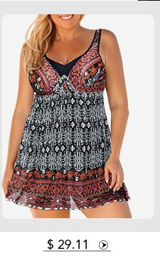 V Neck Keyhole Back Plus Size Swimdress and Shorts