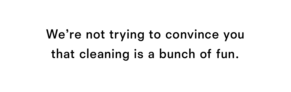 We're not trying to convince you that cleaning is a bunch of fun.