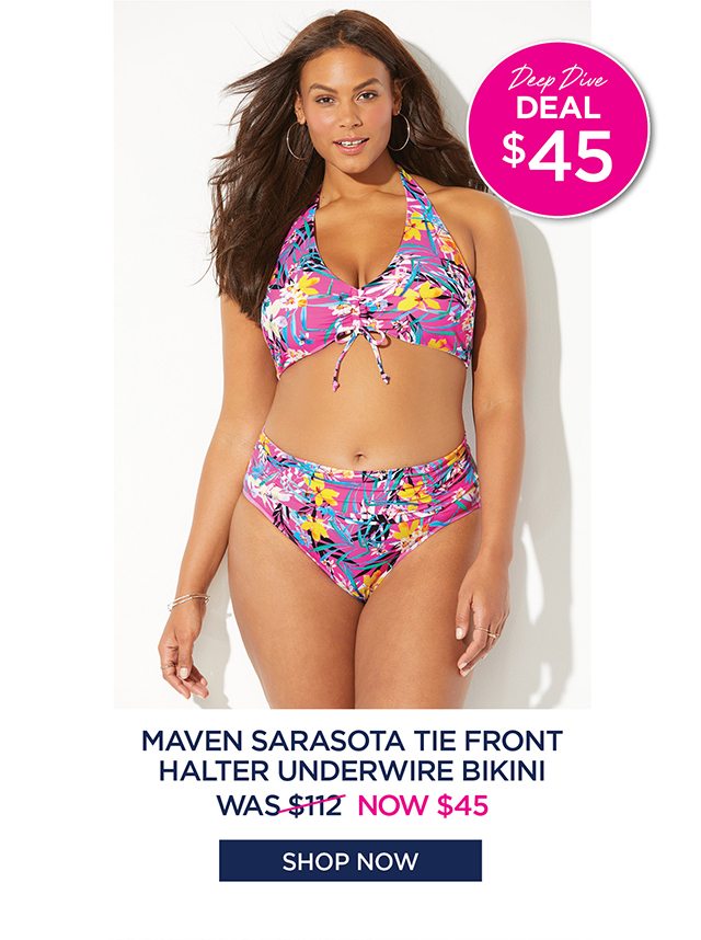 Maven sarasota tie front halter underwire bikini