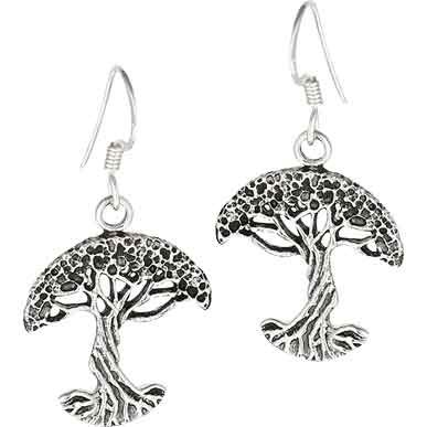 Image of Silver Tree of Life Hook Earrings