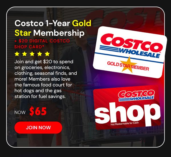 Costco 1-Year Gold Star Membership + $20 Digital Costco Shop Card