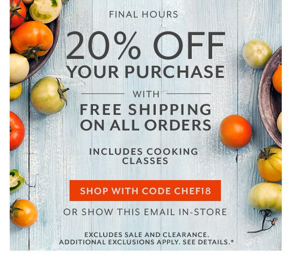 20% Off Your Order • Final Hours