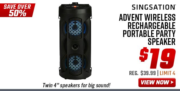 Singsation Advent Wireless Rechargeable Portable Party Speaker