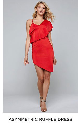 Asymmetric Ruffle Dress: