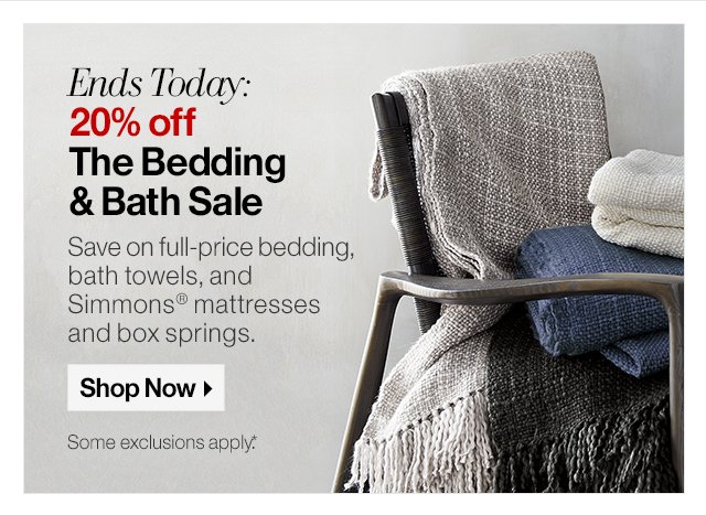 Ends Today: 20% off The Bedding & Bath Sale