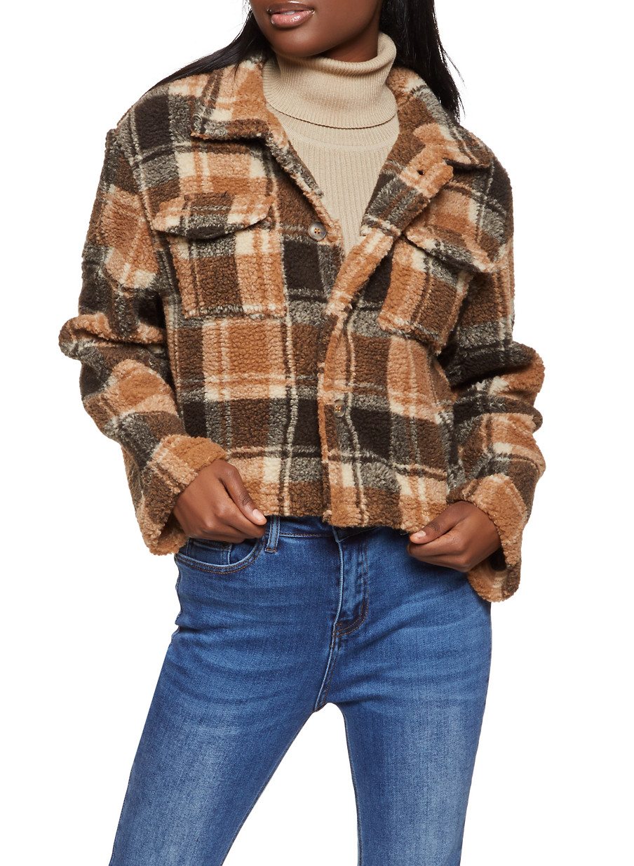 Plaid Sherpa Coat