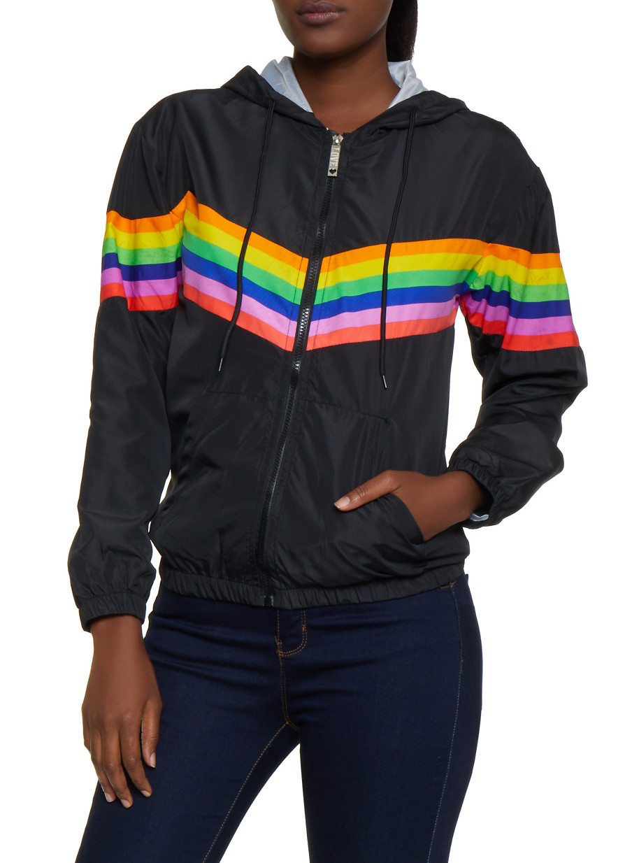 Rainbow Stripe Windbreaker Jacket