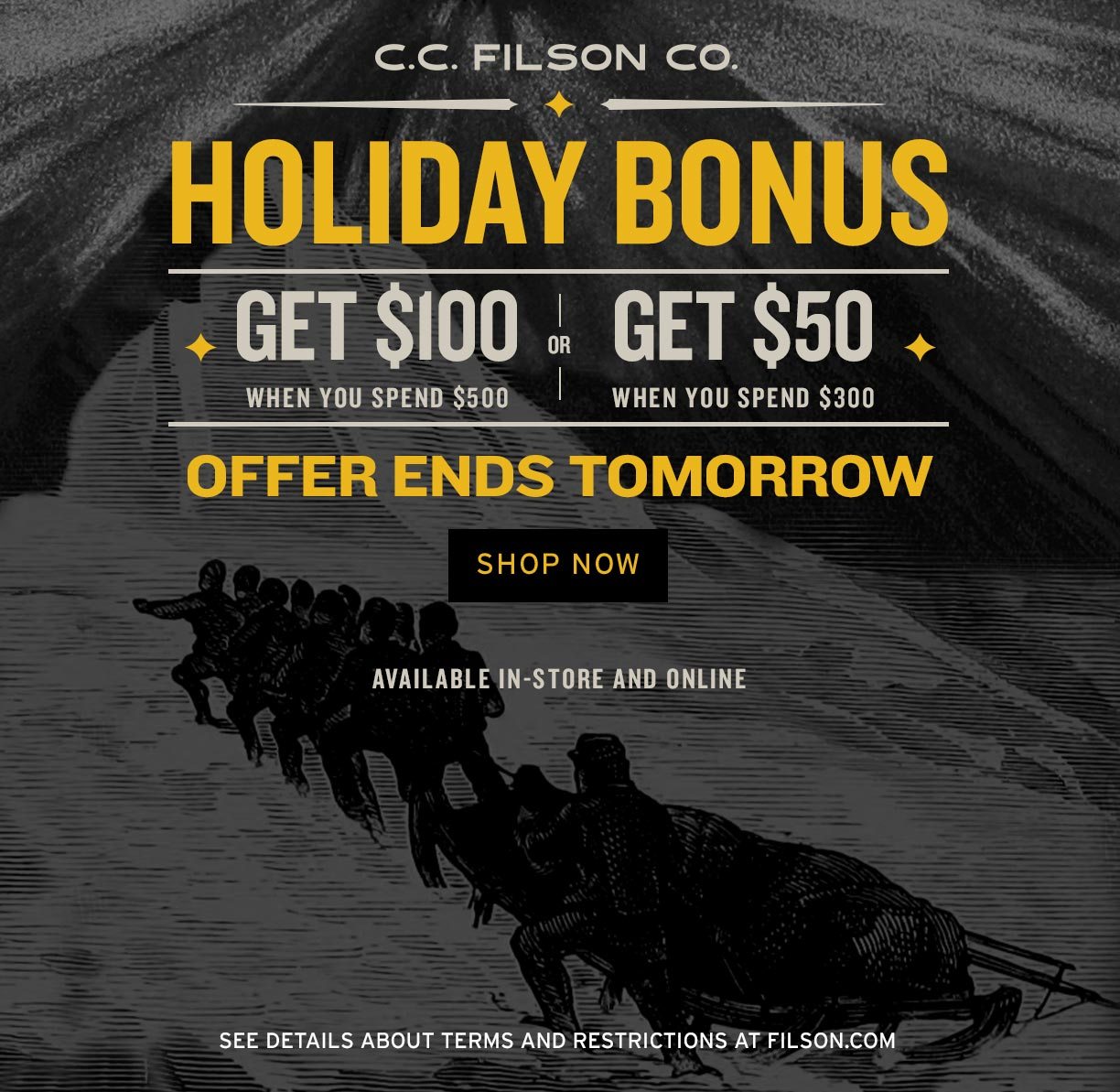 HOLIDAY BONUS OFFER. SHOP NOW