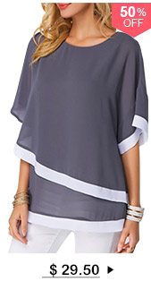 Half Sleeve Dark Grey Chiffon Blouse