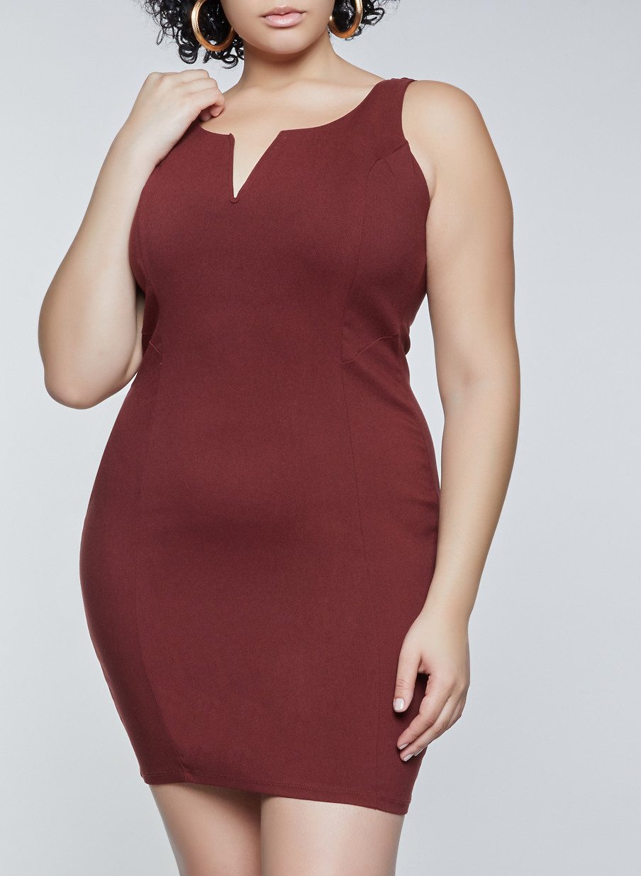 Plus Size Twill Bodycon Dress