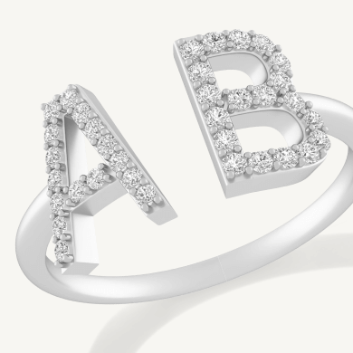 1/20 - 1/8 ct tw Diamond Couple's Initials Open Ring