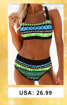 Tie Back Printed High Waist Bikini Set