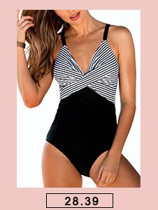 Spaghetti Strap Striped One Piece Swimwear