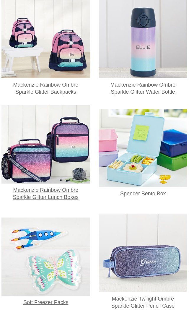 Mackenzie Rainbow Ombre Sparkle Glitter Lunch Boxes