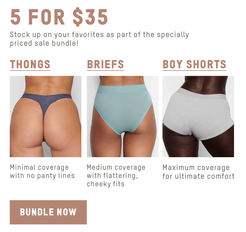 5 Panties for $35