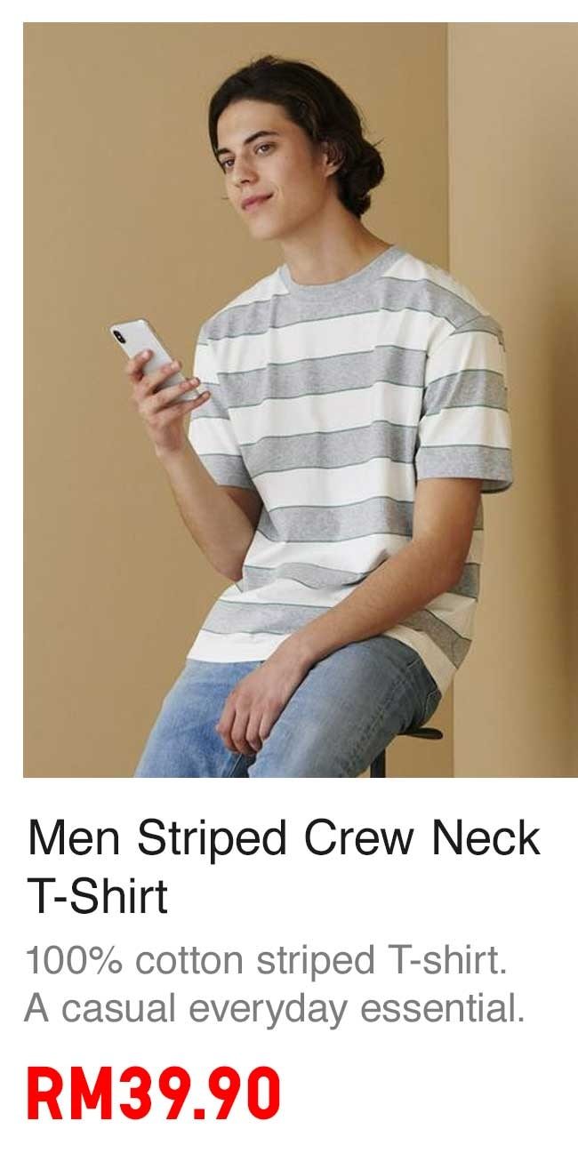 MEN STRIPED CREW NECK T-SHIRT