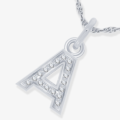 Diamond Block Initial Necklace