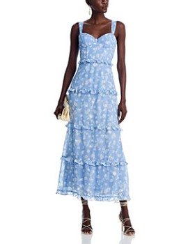 Aqua Bustier Ruffled Maxi Dress - Exclusive