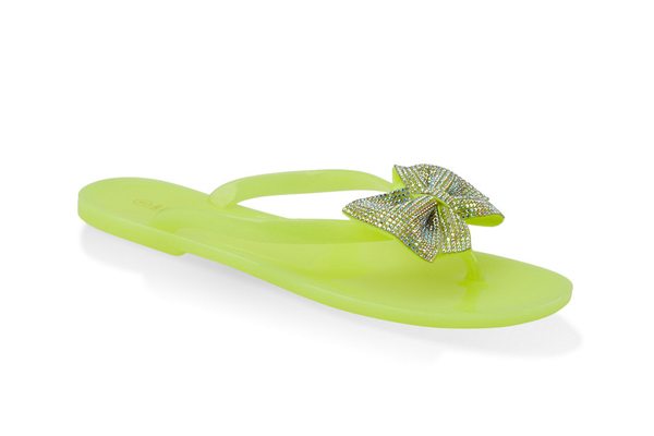 Rhinestone Bow Jelly Flip Flops