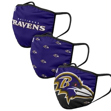 Baltimore Ravens FOCO Adult Face Covering 3-Pack