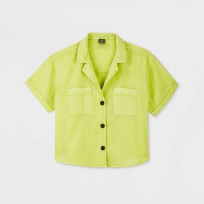 Women's Short Sleeve Button-Down Shirt - Wild Fable™ Lime Green M