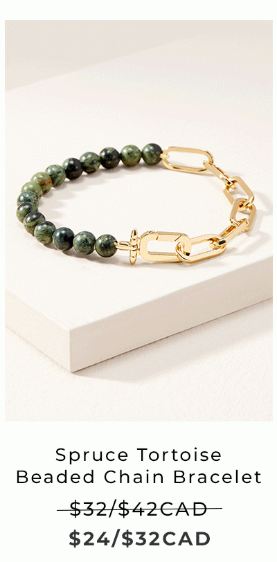 Spruce Tortoise Beaded Chain Bracelet
