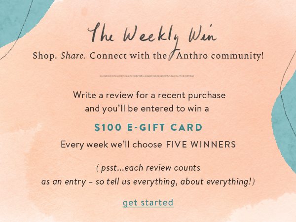 Review your purchases for a chance to win a $100 gift card.